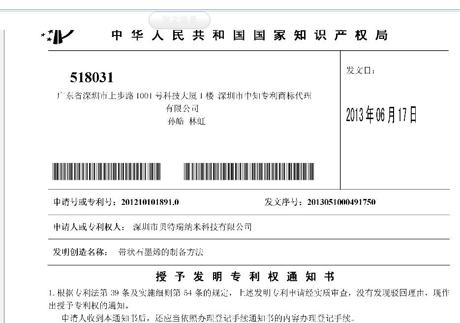 纳米碳纤维及带状石墨烯专利