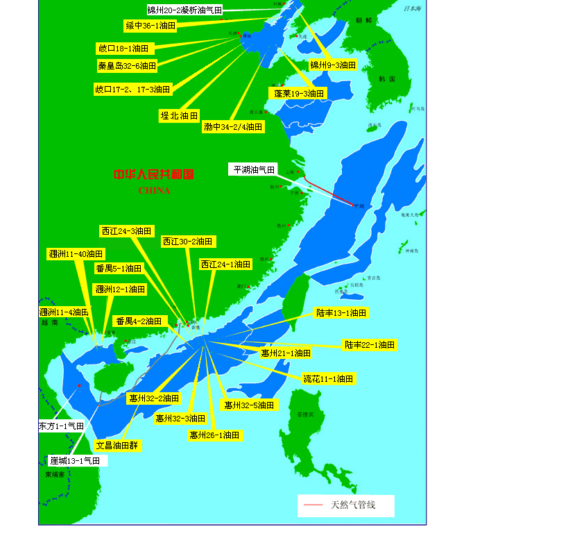 我国海洋油田分布图,确实潜能恒信拿到的区块位置不错