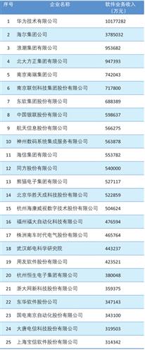 2013年中国软件业务收入排名,海信集团第十一
