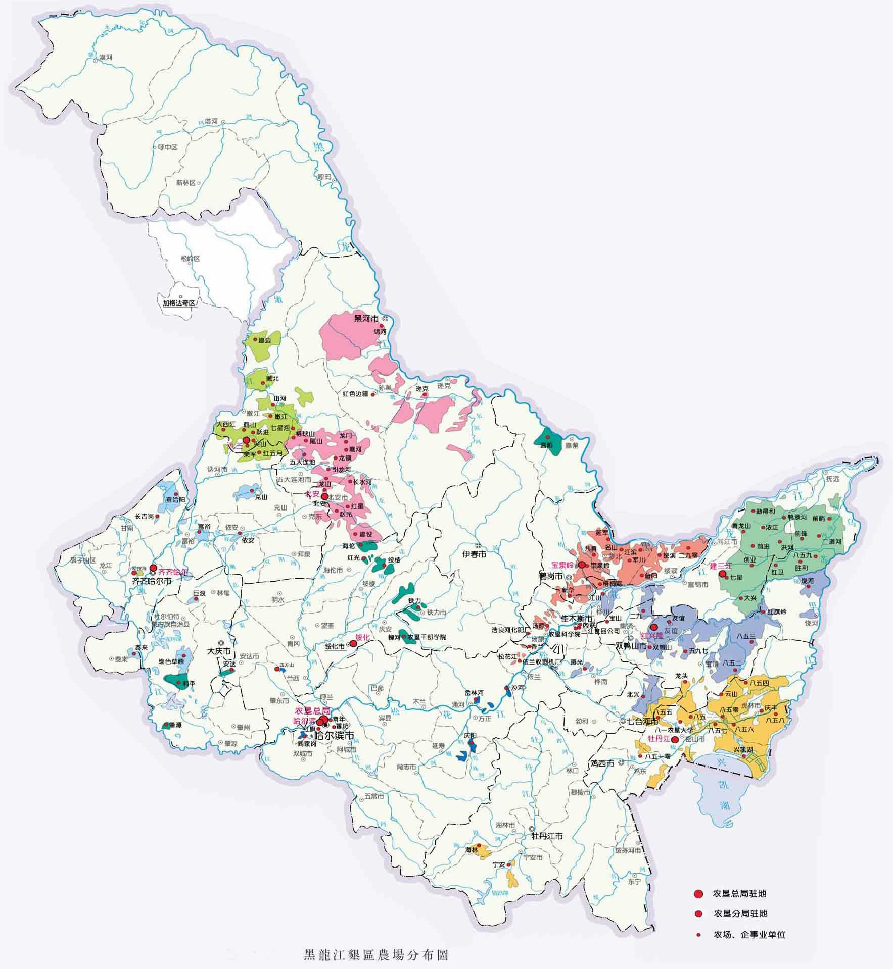 黑龙江农垦的地图.