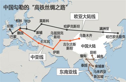 连接中国新疆维吾尔自治区乌鲁木齐和甘肃省兰州的高铁(1776公里)已于图片