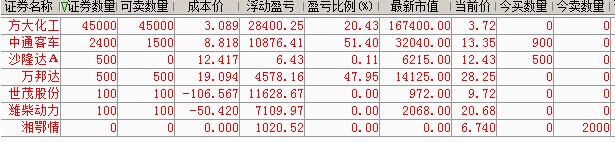 今日持仓情况