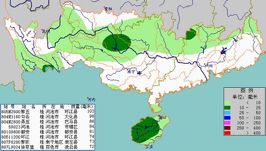 9月初南北盘江及红水河上游降水实况