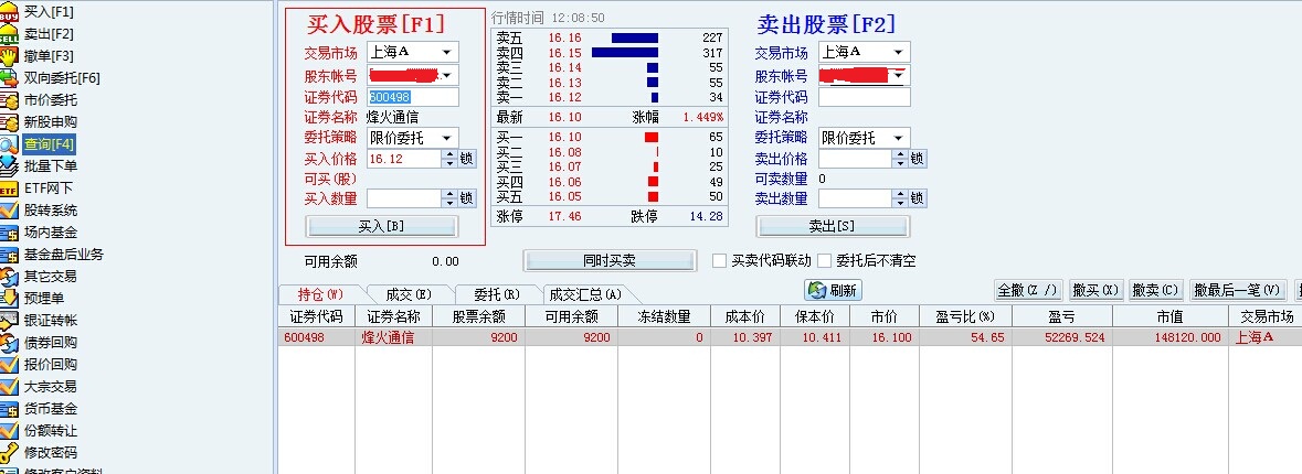 自称在烽火赚了八九十万现在还拿着烽火的股票,可是别人一旦看好烽火