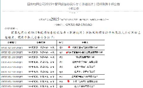 国家电网正式中标公告已出国家电网公司201