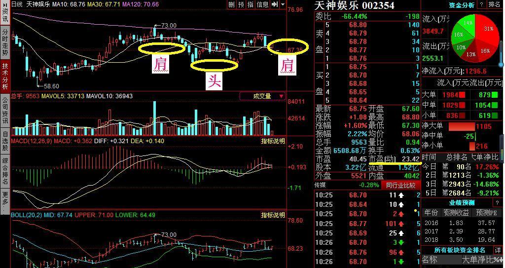 002354近期行情走势图符合头肩形态;给合公司行业不错,个股市盈率这么