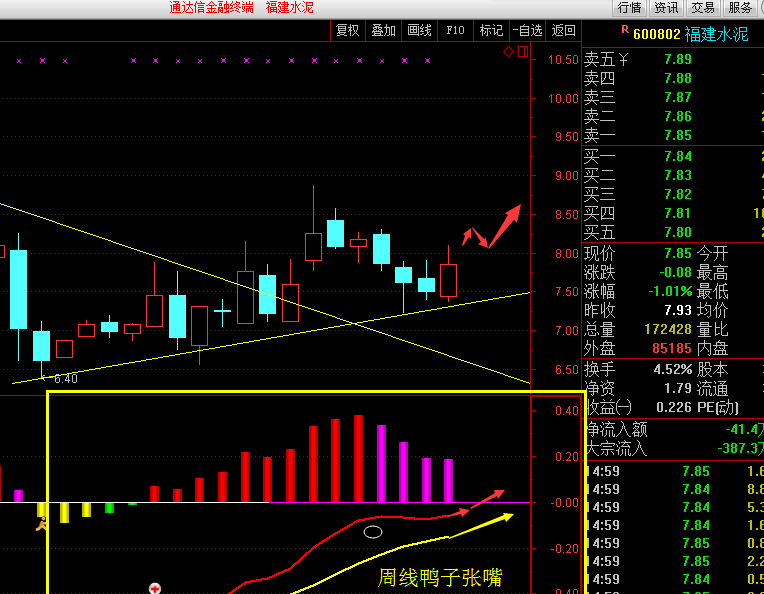 福建水泥吧 正文   600802周线macd鸭子张嘴,下图与软件里的macd是一