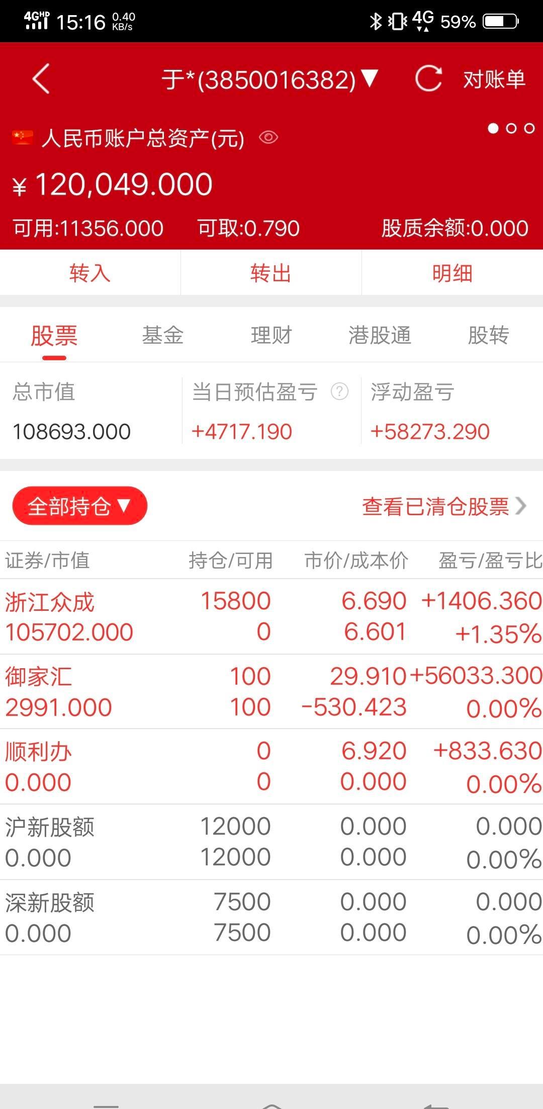 收盘持仓截图,干超跌没毛病,但还是没有抓到涨停,遗憾