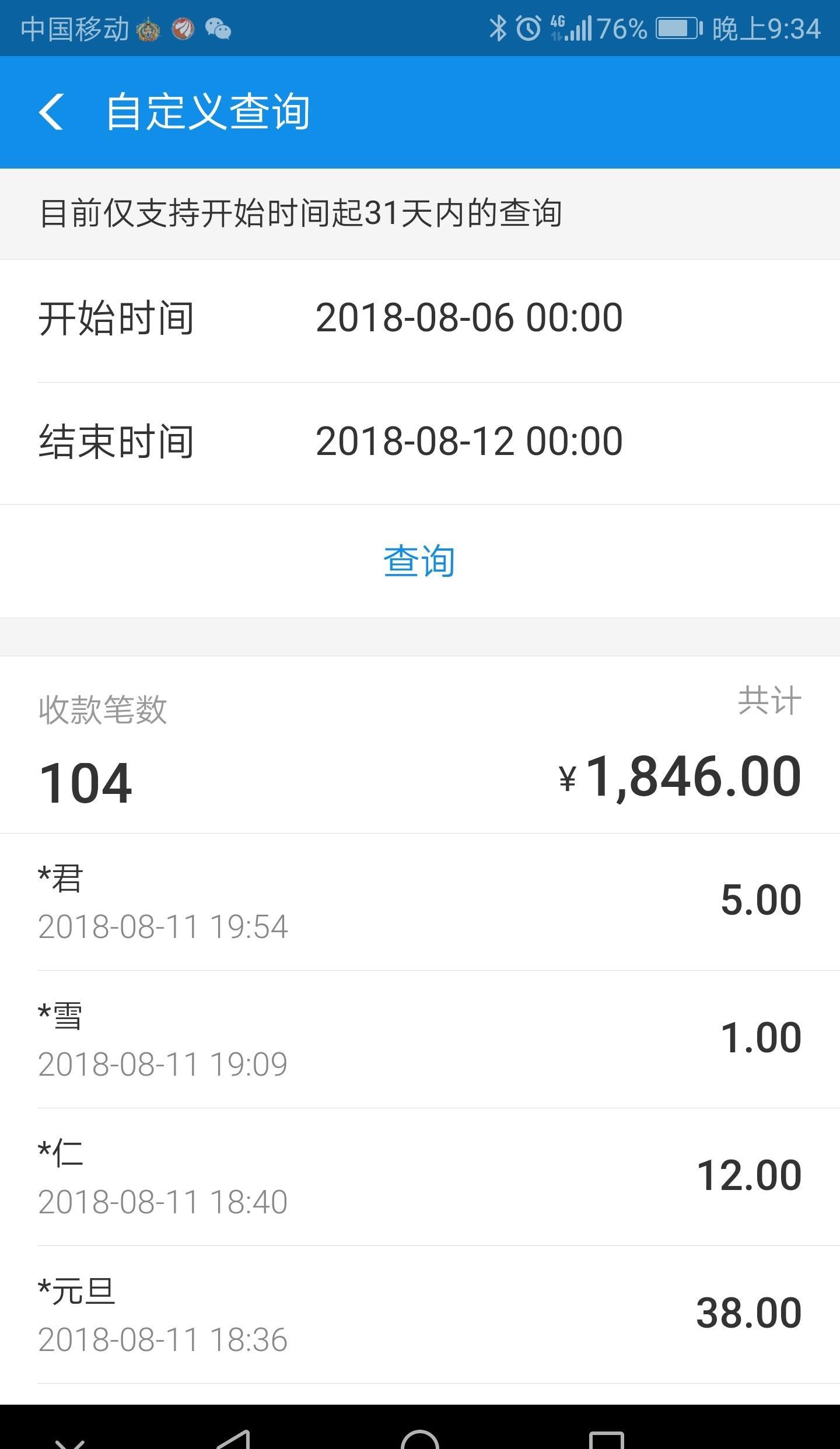 最近收入稳定,一个星期收款8000多,等以后赚钱了要好好感谢家里人