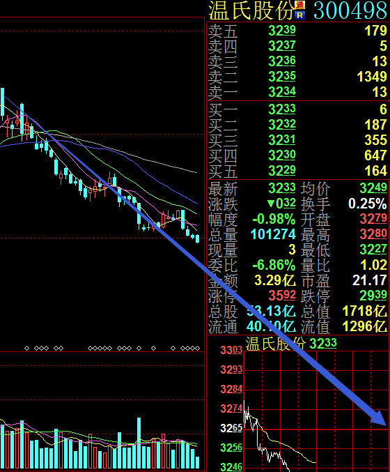 温氏股份破位下跌的走势图出来了,调仓到5倍大牛胚子朗科科技,鼎捷