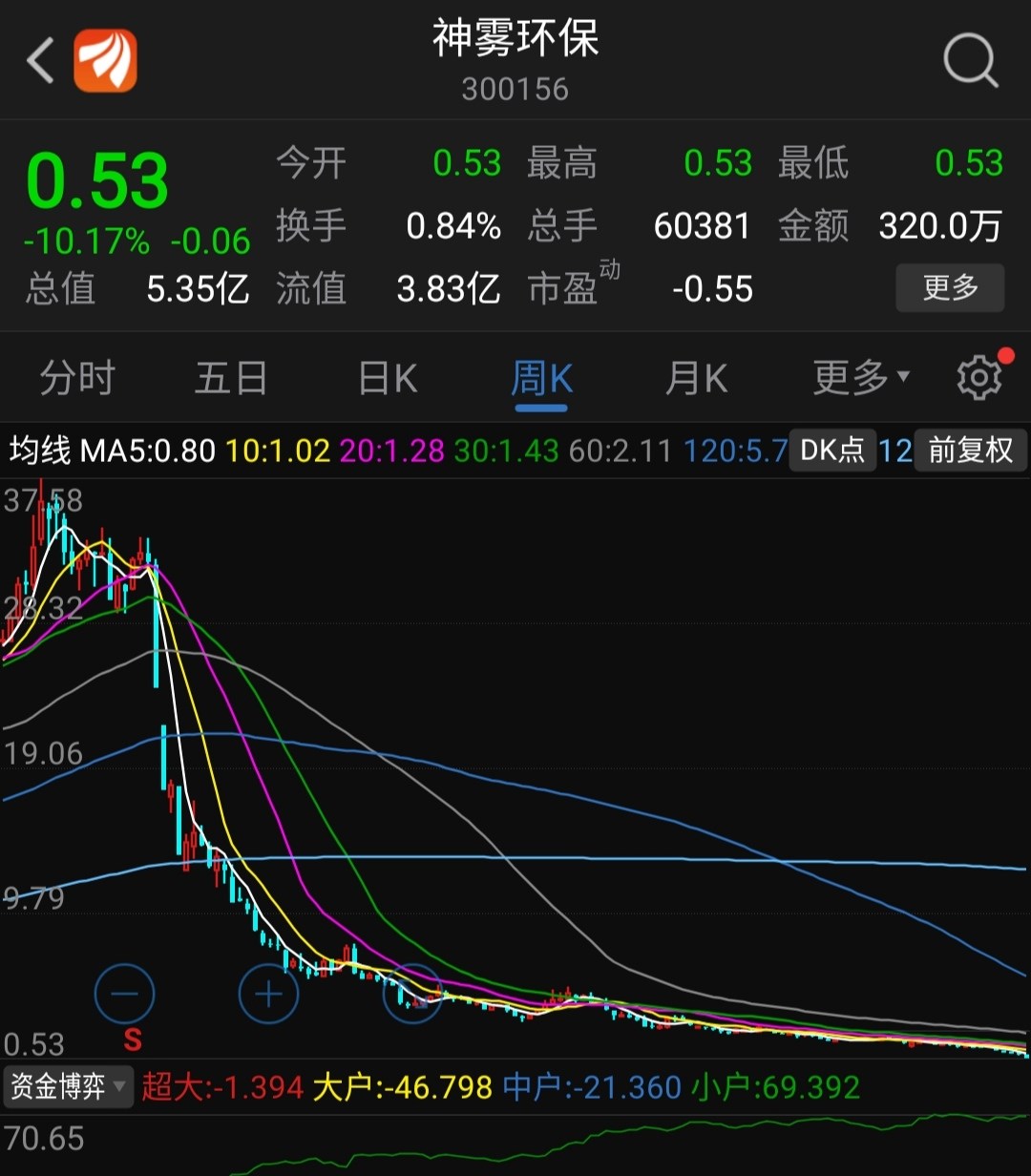 5元神雾环保,牛散,中金都是十大股东,一起埋了.