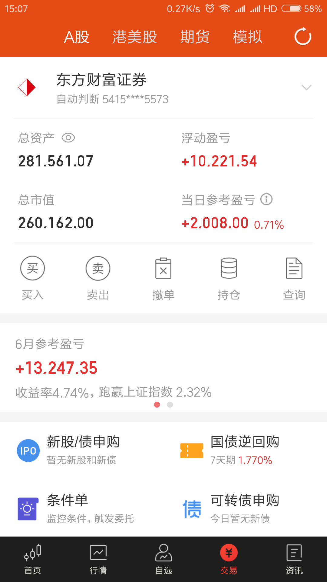 三十万本金翻身之路～第2日投入本金:300000;今日盈亏