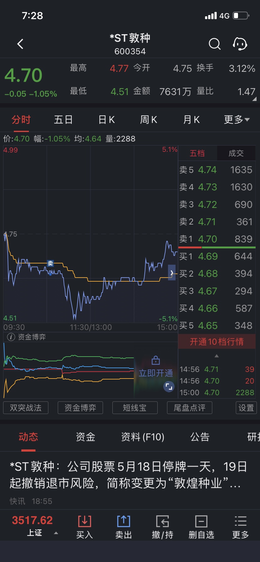 600354:甘肃省敦煌种业集团股份有限公司关于公司股票