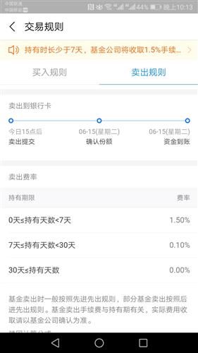 支付宝存在误导投资者买入基金的情况支付宝在基金卖出规则费用提示