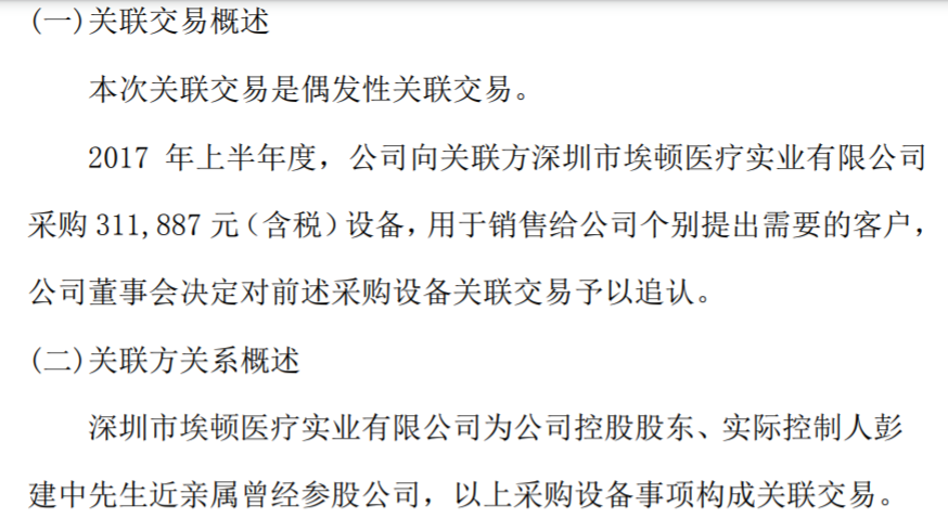 医疗公司,在贝思达的追认关联交易公告中出现这叫公司天眼查彭舒雯