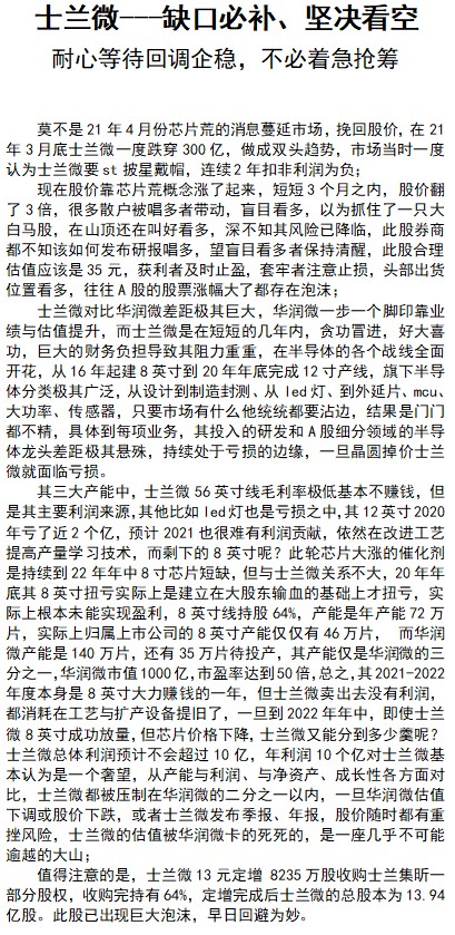 士兰微-顶级泡沫,缺口必补,坚决看空_士兰微(600460)股吧_东方财富