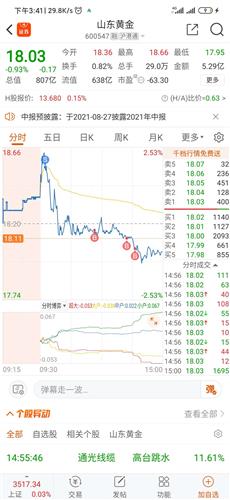 山东黄金股票价格_行情_走势图—东方财富网