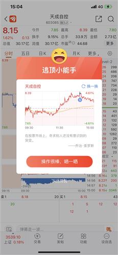 天成自控股票价格_行情_走势图—东方财富网