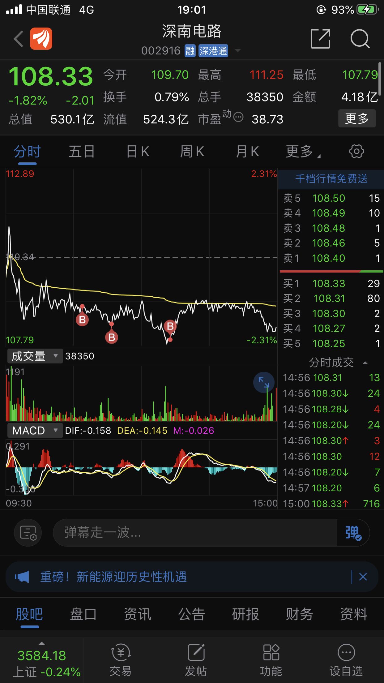 深南电路股票价格_行情_走势图—东方财富网