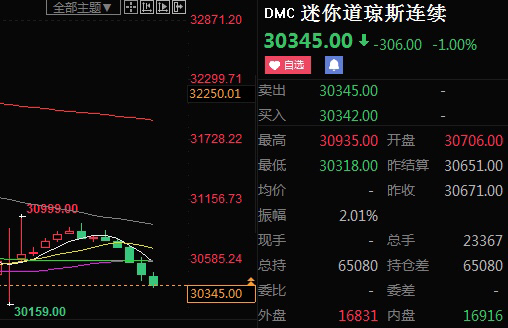 空单,行情最高反弹到30999附近位置给了进场机会但接近我们的止损位置