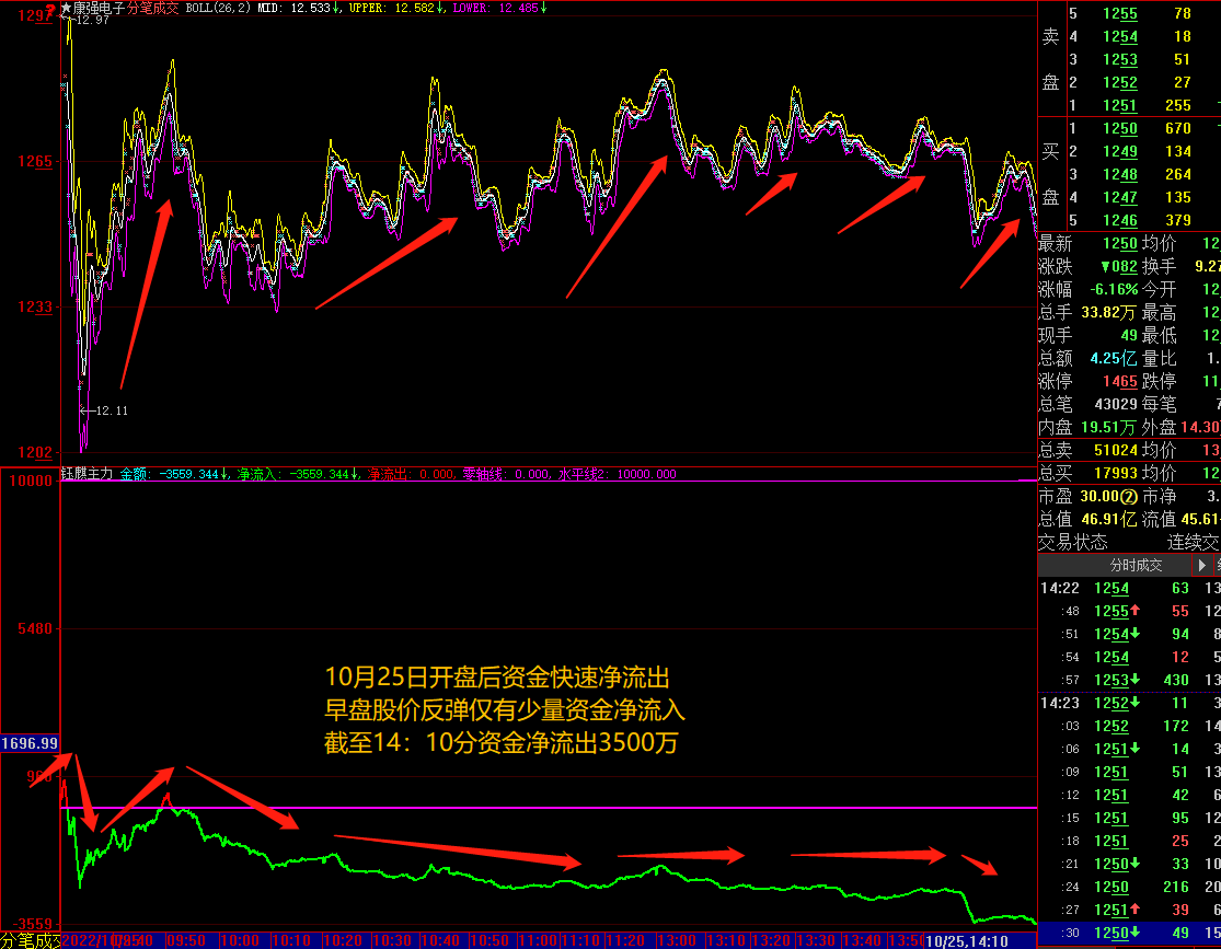 康强电子 截至14：10分主力资金净流出3500万 财富号 东方财富网