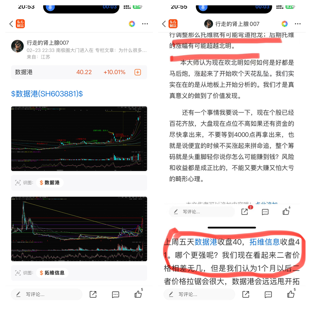首先2月23日,我们就数据港和拓维信息后市的行情演变趋势进行分析研究,我们当初的_财富号_东方财富网
