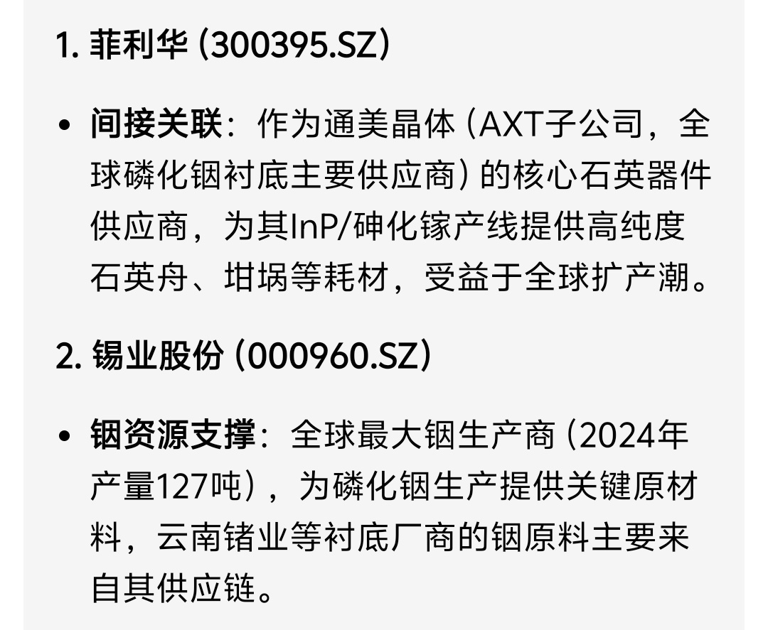 云南锗业的磷化铟炒起来了,与光模块密切相关,很快就会炒到原材料,而铟是稀有金属,_锡业股份(000960)股吧_东方财富网股吧