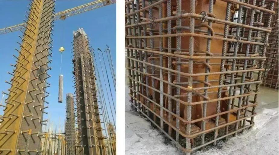 地下室采用钢管混凝土框架柱外包混凝土形成劲性组合结构柱,劲性柱