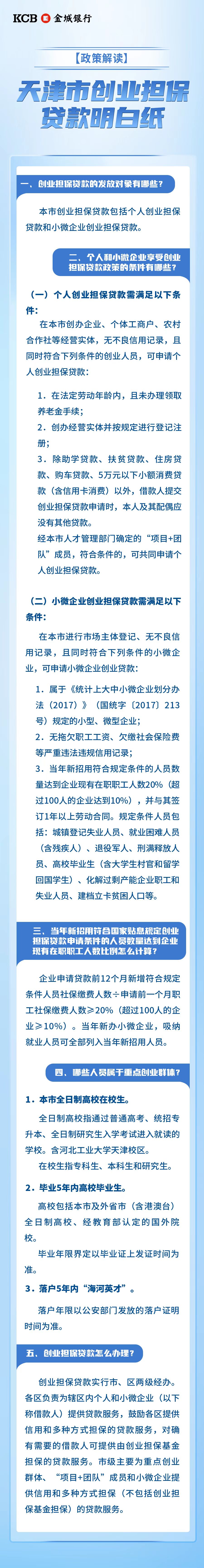 【政策解读】天津市创业担保贷款明白纸
