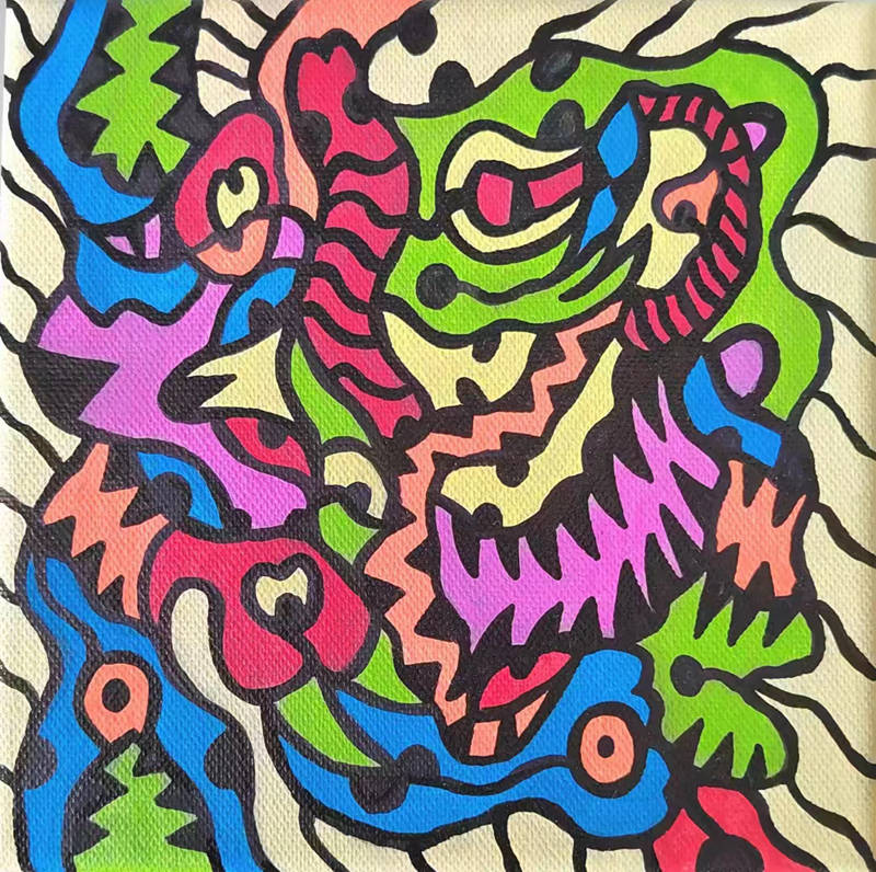 梁柱～《猛兽系列之恐象的……》～布面作品～2023年梁柱～《自画像