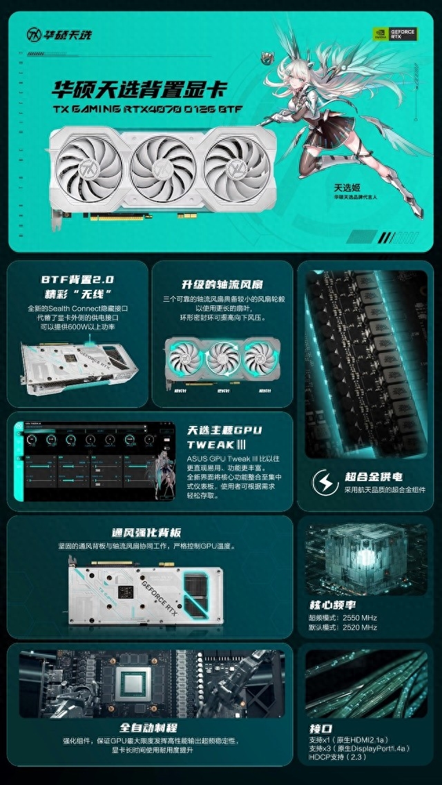 背显简约!华硕tx rtx4070 btf天选背置显卡热卖中