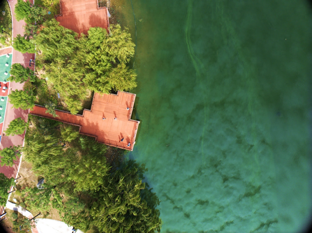 无人机航拍泰安天平湖湿地公园:湖光山色美如画