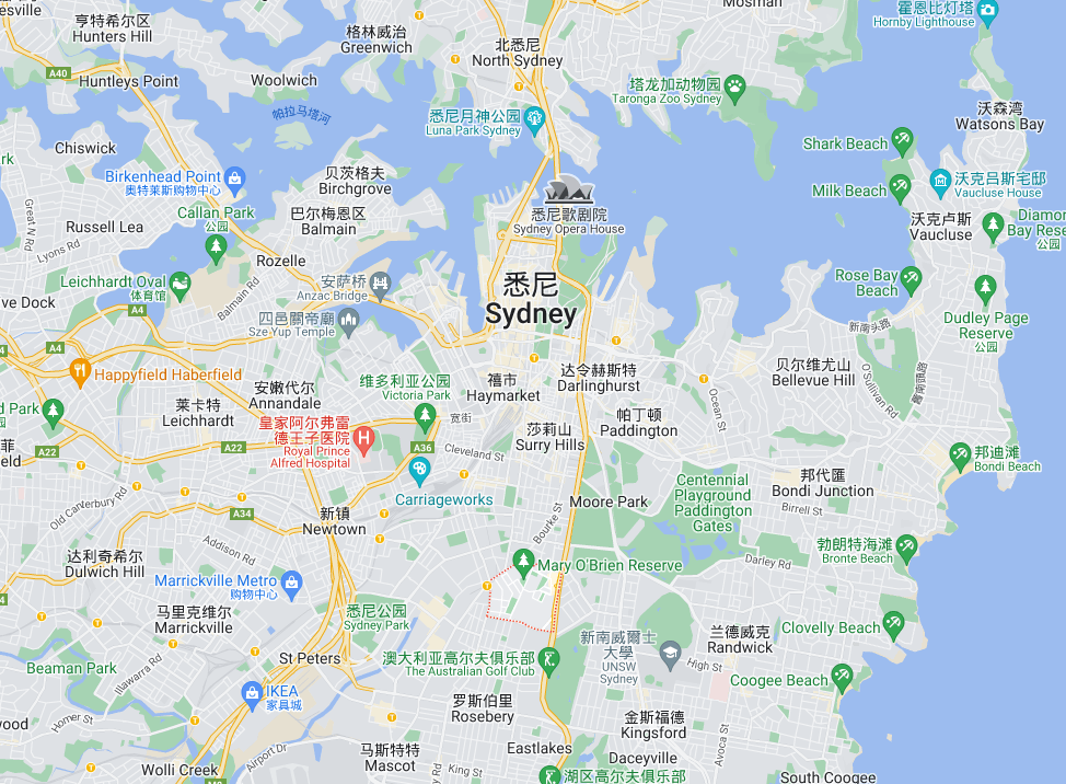 rozelle多坡,与水接壤,从多个有利位置可以欣赏悉尼的美景,街道两旁
