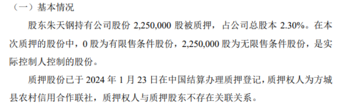 匯博醫療股東朱天鋼質押225萬股用於實際控制人朱天鋼個人經營需要