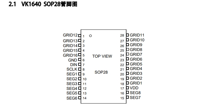 點陣數碼管顯示icvk1640sop28數顯led驅動原廠