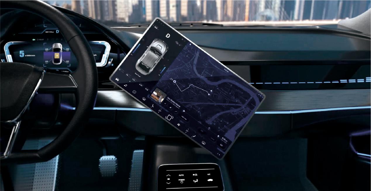 汽车电子业务中屏幕类相关产品丰富,如车载吸顶屏驱动系统,车载中控