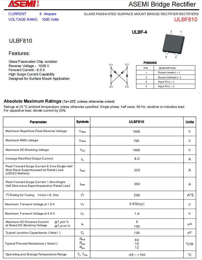 ulbf810asemi新能源整流桥ulbf810