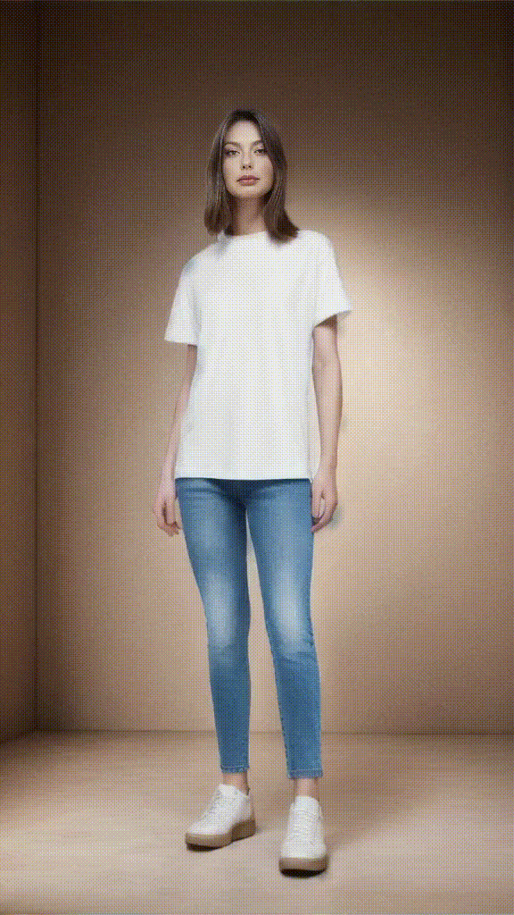 效果,图 提示词:穿白t和牛仔裤的女孩fancytech生成的原图进阶功能,图