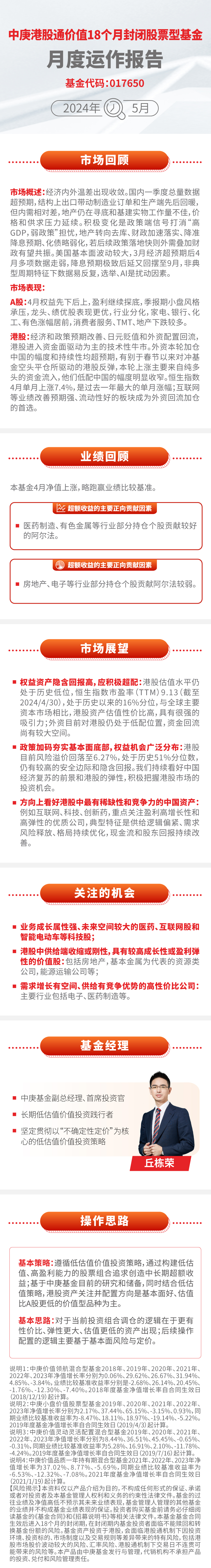 中庚价值港股通价值基金最新运作月报来啦