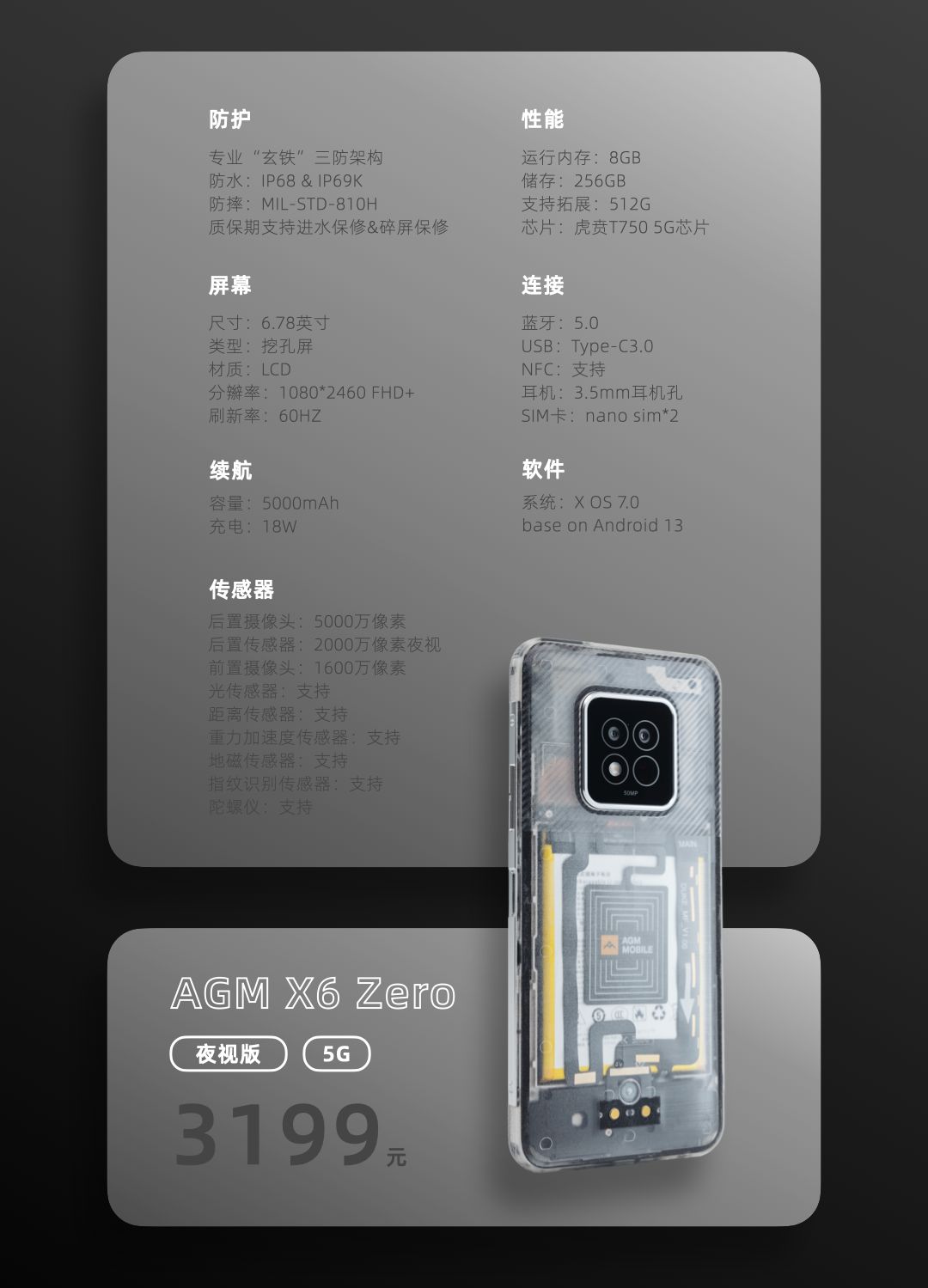 轻薄5g三防手机正式发布,agm x6售价2799元