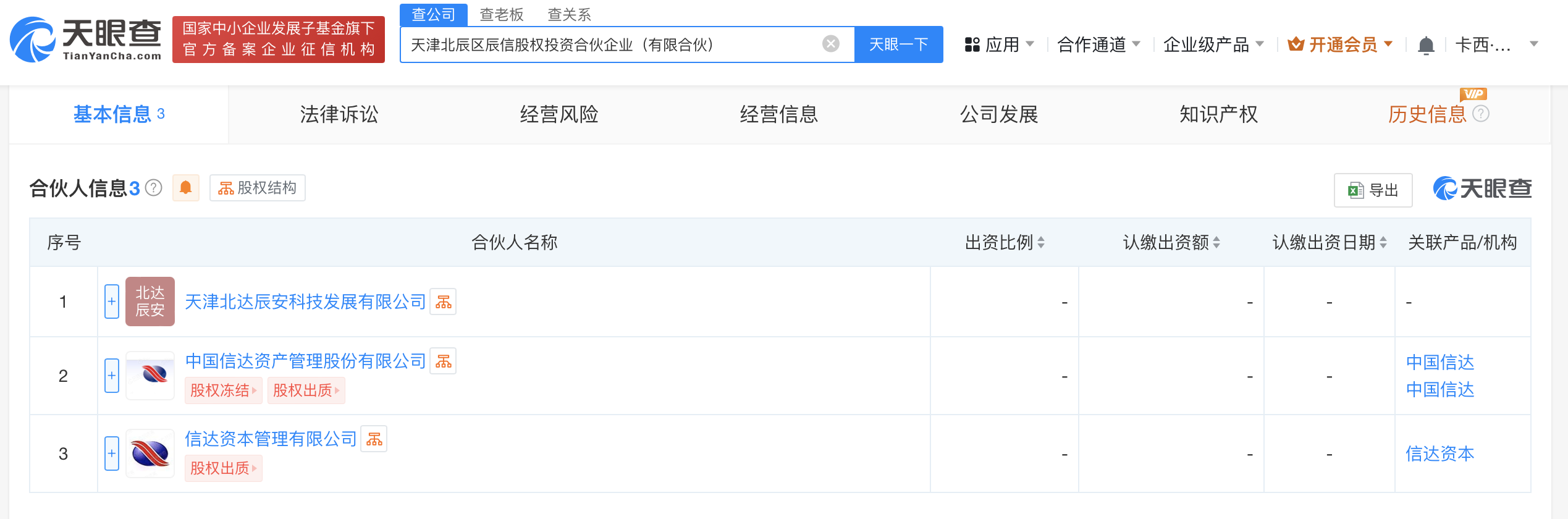 中国信达等在天津成立股权投资合伙企业#出资额6.49亿