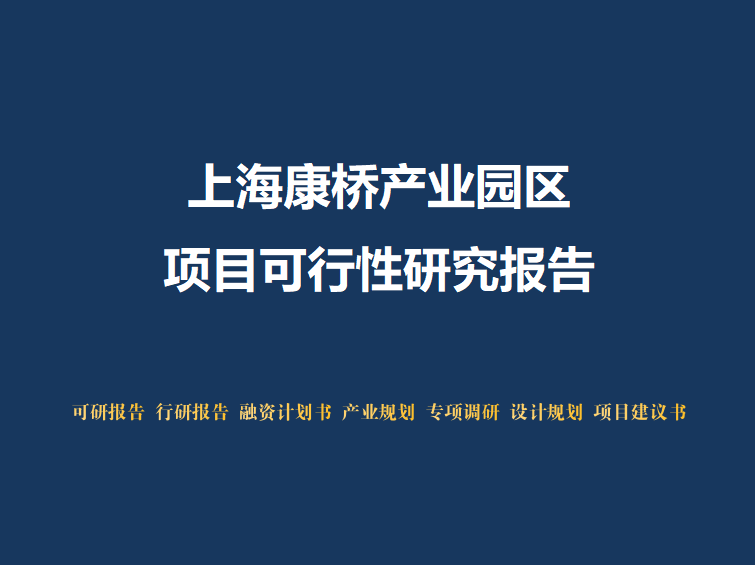 上海康桥产业园区项目可行性研究报告