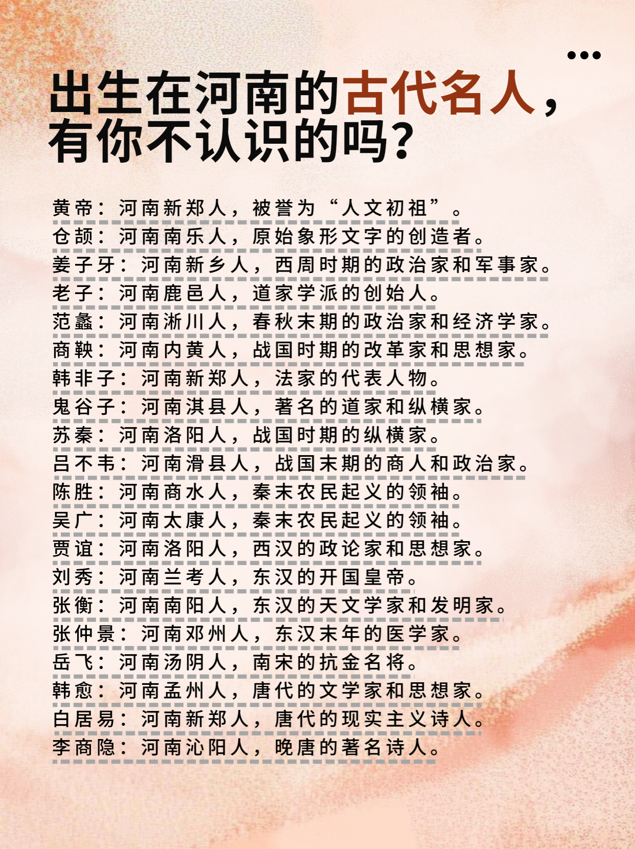 出生在河南的古代名人,有你不认识的吗?