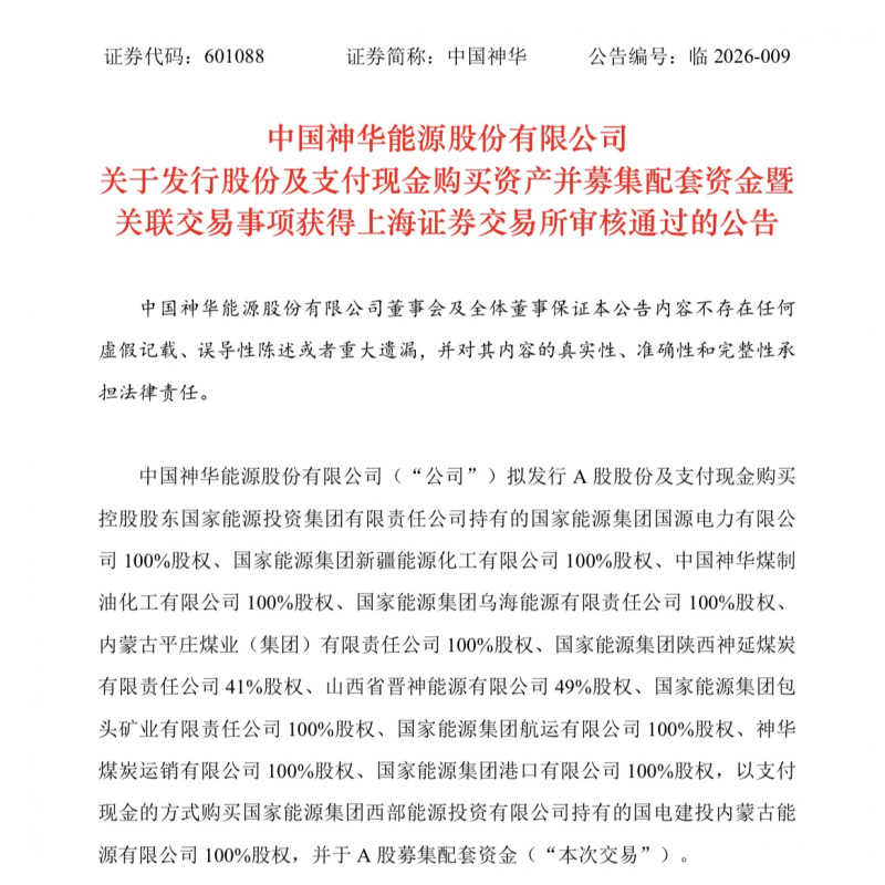 千亿重组落定!中国神华1336亿元并购重塑A股能源新格局
