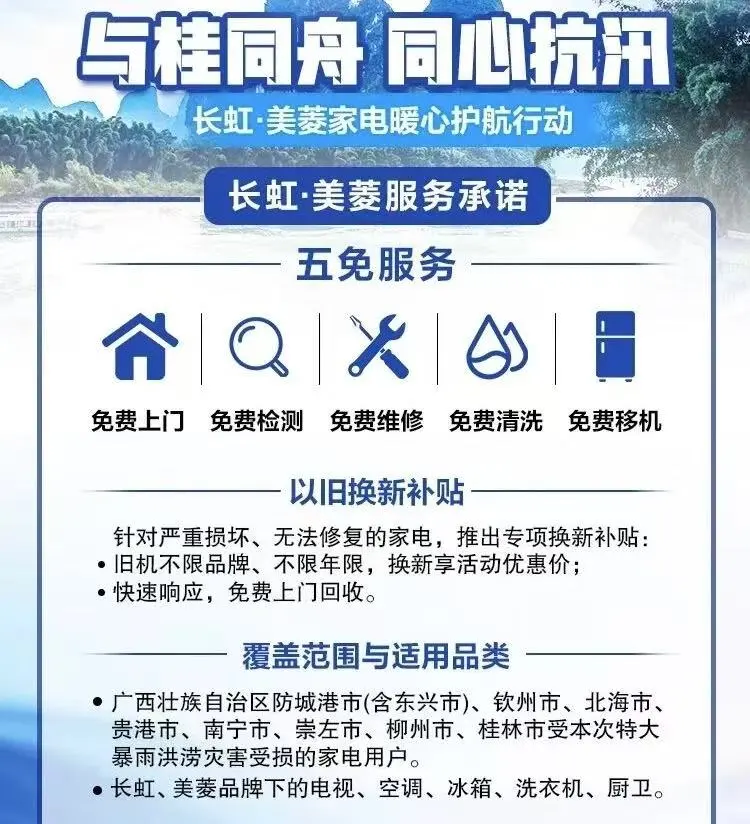 洪灾无情家电有爱:美的海尔长虹公开承诺免费服务和换新补贴-家电圈官网