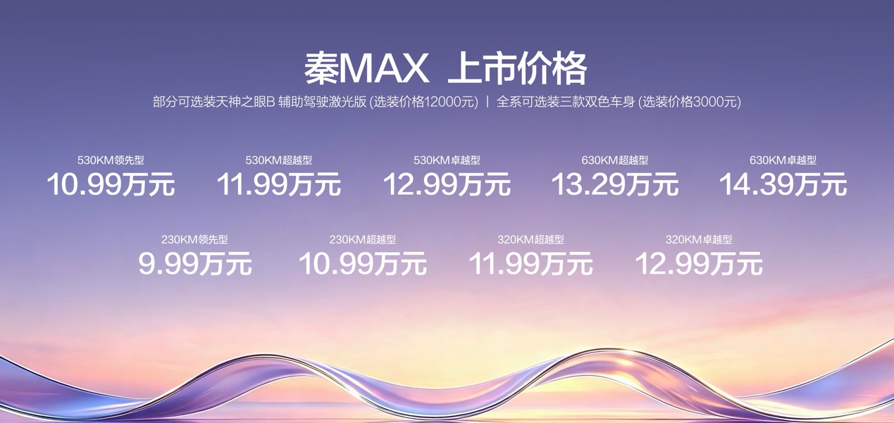 打破B级车价值基线 比亚迪秦MAX 9.99万起上市