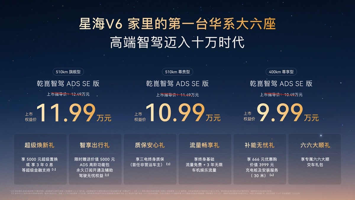 华系大六座星海V6正式上市9.99万元起！高端智驾迈入十万时代-科记汇