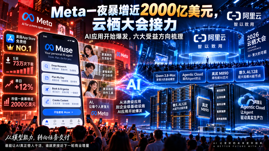 Meta一夜暴增近2000亿美元，云栖大会接力：AI应用开始爆发，六大受益方向梳理