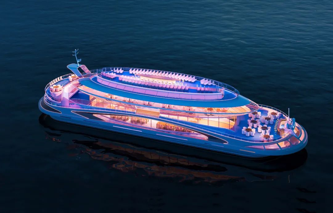 珠江夜游最大纯电动游船丨江龙船艇承建55米500客位新能源游船珠江