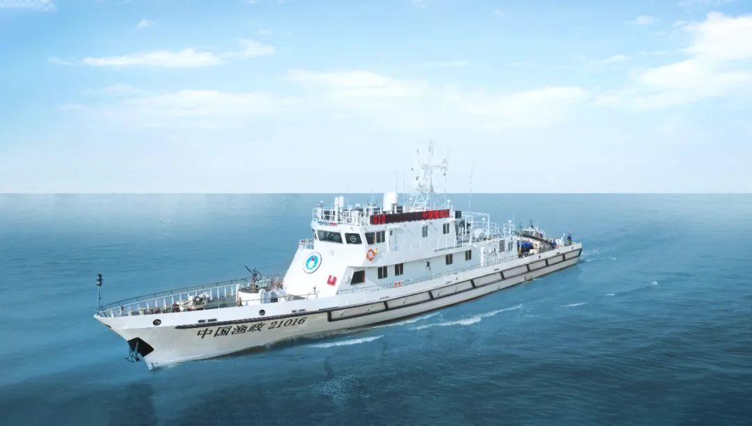 辽宁省渔政系统300吨级渔政执法船中国渔政21016船成功试航